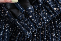 Navy Floral 細百褶小波浪裙擺裙褲, Skirt/ SK8612
