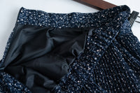 Navy Floral 細百褶小波浪裙擺裙褲, Skirt/ SK8612