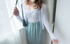 Simple Elegant 光澤湖水藍側開叉修身長裙, Skirt/ SK8631