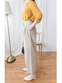Mustard Twist 芥末黃開領扭紋帶雪紡上衣, Blouse/ BU8838