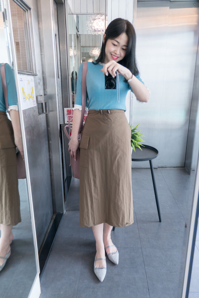 Trench Pocket 風衣感單口袋大開叉直身裙, Skirt/ SK8317
