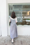 Check 飄逸格子假修腰口袋吊帶裙, Dress/ DS9102