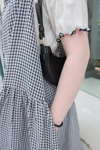 Check 飄逸格子假修腰口袋吊帶裙, Dress/ DS9102
