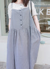 Check 飄逸格子假修腰口袋吊帶裙, Dress/ DS9102