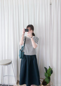 [超熱賣款式 限時加開訂貨✨］Navy Belt 方釦腰帶後橡筋傘形半身裙, Skirt/ SK8636