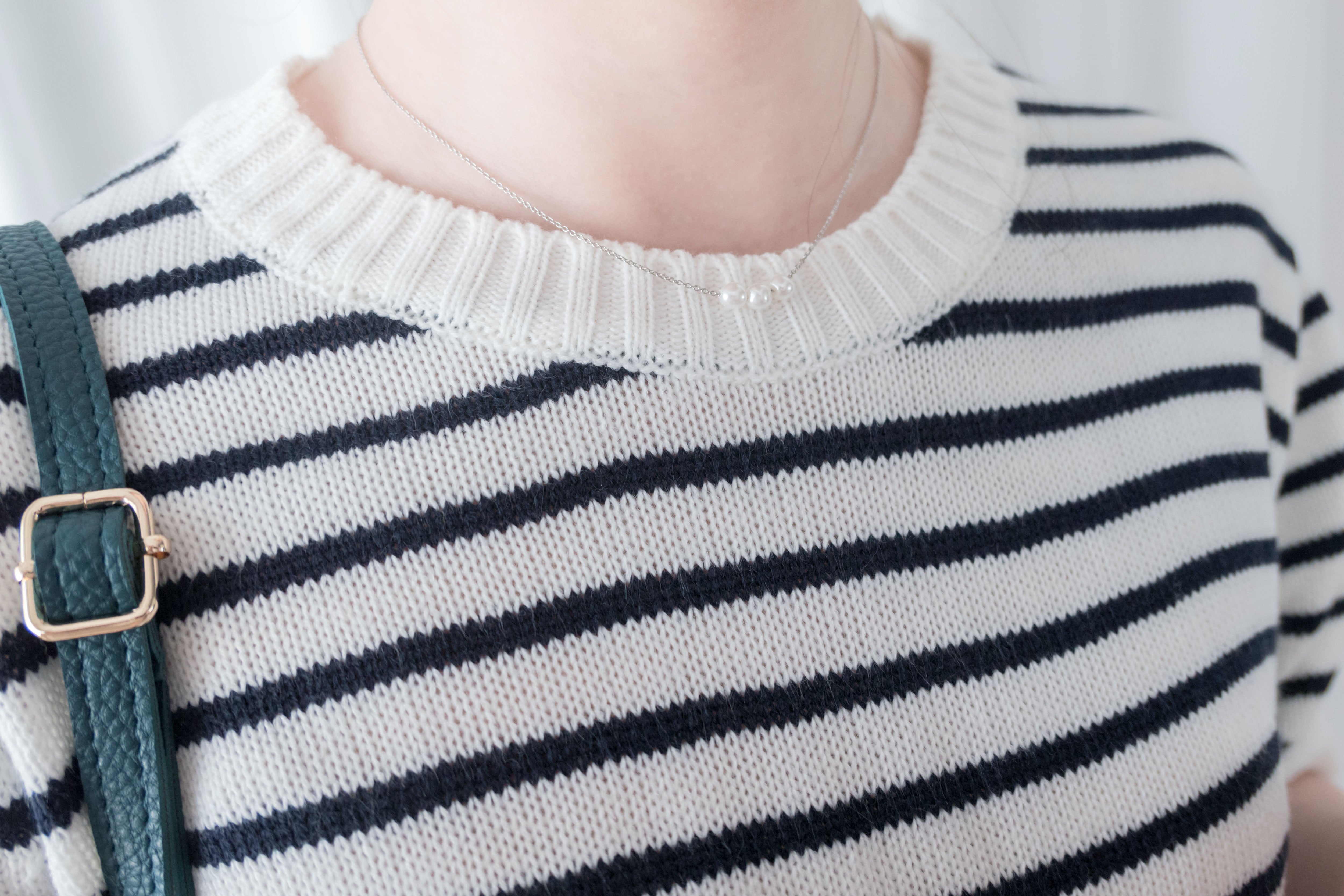 Stripe Knit 圓領短袖條緻針織上衣, Top/ TP8788 (Black Sold Out)
