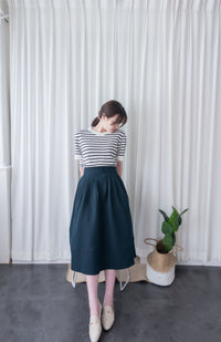 [超熱賣款式 限時加開訂貨✨］Navy Belt 方釦腰帶後橡筋傘形半身裙, Skirt/ SK8636