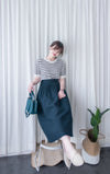 [超熱賣款式 限時加開訂貨✨］Navy Belt 方釦腰帶後橡筋傘形半身裙, Skirt/ SK8636