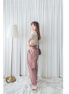 High Waist 設計感腰身高腰顯瘦闊鬆, Pants/ PT8354 (palevioletred soldout)