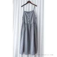 Check 飄逸格子假修腰口袋吊帶裙, Dress/ DS9102