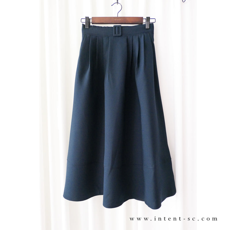 [超熱賣款式 限時加開訂貨✨］Navy Belt 方釦腰帶後橡筋傘形半身裙, Skirt/ SK8636