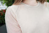 Lace Sleeve 杏色點點雙層手袖花花衣邊, Knit Top/ TP8800