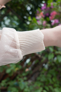 Lace Sleeve 杏色點點雙層手袖花花衣邊, Knit Top/ TP8800