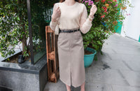 Lace Sleeve 杏色點點雙層手袖花花衣邊, Knit Top/ TP8800
