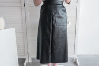 Faux Leather 簡約皮感雙口袋半身裙, Skirt/ SK8646