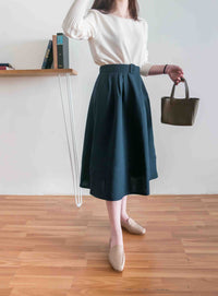 【現貨限量回歸 GreyishBlue/White】Pleated Sleeve 簡約雪紡漸細百褶手袖, Blouse/ BU8856