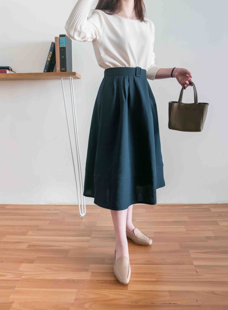 【現貨限量回歸 GreyishBlue/White】Pleated Sleeve 簡約雪紡漸細百褶手袖, Blouse/ BU8856