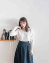 【現貨限量回歸 GreyishBlue/White】Pleated Sleeve 簡約雪紡漸細百褶手袖, Blouse/ BU8856
