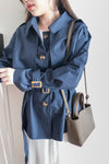 Navy 深藍單排鈕中短款風衣, Jacket/ JK8094