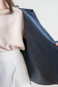 Navy 深藍單排鈕中短款風衣, Jacket/ JK8094