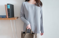 【現貨限量回歸 GreyishBlue/White】Pleated Sleeve 簡約雪紡漸細百褶手袖, Blouse/ BU8856