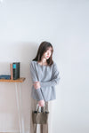 【現貨限量回歸 GreyishBlue/White】Pleated Sleeve 簡約雪紡漸細百褶手袖, Blouse/ BU8856