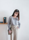 【現貨限量回歸 GreyishBlue/White】Pleated Sleeve 簡約雪紡漸細百褶手袖, Blouse/ BU8856