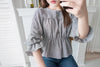 Secret Check 皺條紋暗格橡筋修腰, Blouse/ BU8872 (black sold out)