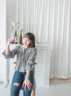 Secret Check 皺條紋暗格橡筋修腰, Blouse/ BU8872 (black sold out)