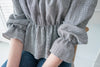 Secret Check 皺條紋暗格橡筋修腰, Blouse/ BU8872 (black sold out)