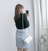 Tweed 裝飾珍珠口袋織紋十字線, Skirt/ SK8652