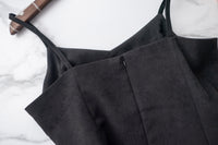 【現貨限量回歸 】Suede 微絨面拼接線條傘形背心裙, Dress/ DS9148