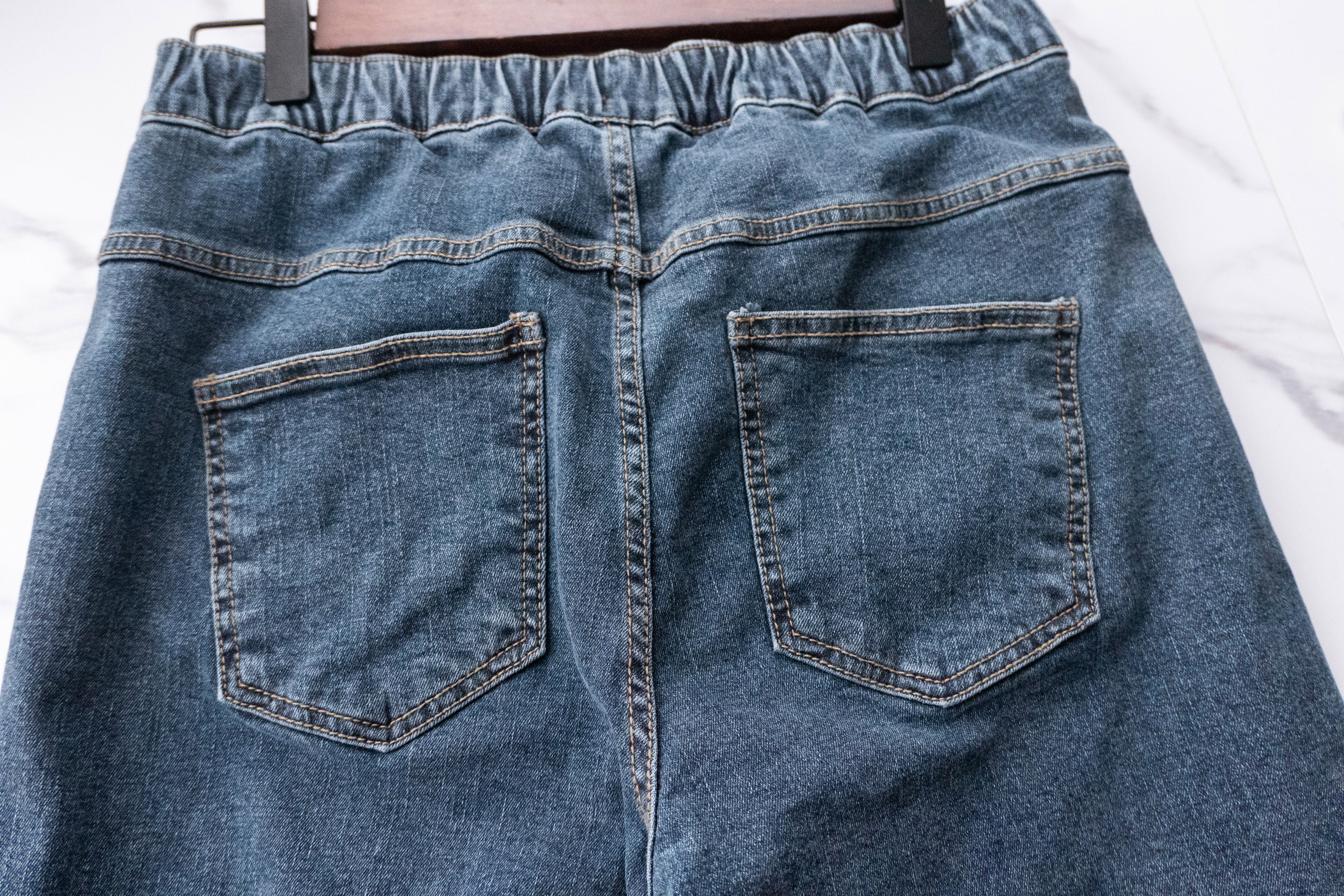 Vintage 復古色全彈性腰側後橡筋直腳, Jeans/ PT8361