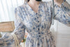 【早秋預訂優惠 -$15】（intent x Korea 獨家款) Porcelain 線條青花瓷顯瘦後橡筋, Dress/ DS9135 （Pre-order/優惠 9月14日完結)