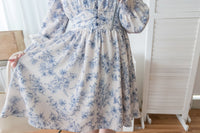 【早秋預訂優惠 -$15】（intent x Korea 獨家款) Porcelain 線條青花瓷顯瘦後橡筋, Dress/ DS9135 （Pre-order/優惠 9月14日完結)