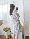 【早秋預訂優惠 -$15】（intent x Korea 獨家款) Porcelain 線條青花瓷顯瘦後橡筋, Dress/ DS9135 （Pre-order/優惠 9月14日完結)