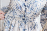 【早秋預訂優惠 -$15】（intent x Korea 獨家款) Porcelain 線條青花瓷顯瘦後橡筋, Dress/ DS9135 （Pre-order/優惠 9月14日完結)
