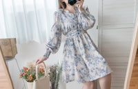 【早秋預訂優惠 -$15】（intent x Korea 獨家款) Porcelain 線條青花瓷顯瘦後橡筋, Dress/ DS9135 （Pre-order/優惠 9月14日完結)