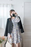 【早秋預訂優惠 -$15】（intent x Korea 獨家款) Porcelain 線條青花瓷顯瘦後橡筋, Dress/ DS9135 （Pre-order/優惠 9月14日完結)