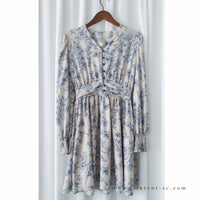 【早秋預訂優惠 -$15】（intent x Korea 獨家款) Porcelain 線條青花瓷顯瘦後橡筋, Dress/ DS9135 （Pre-order/優惠 9月14日完結)