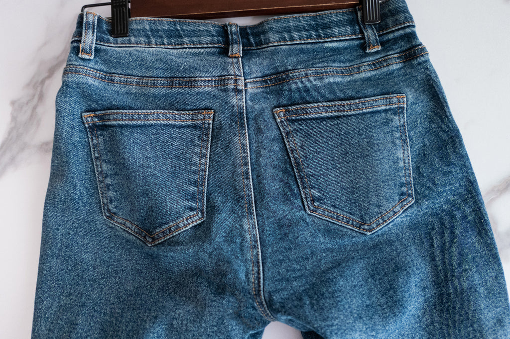 Rosegold Button 全條彈性玫瑰金鈕扣修身直腳, Jeans/ PT8365