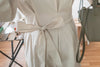 Light Beige 淺杏車褶修腰淑女連身裙, Dress/ DS9166