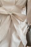 Light Beige 淺杏車褶修腰淑女連身裙, Dress/ DS9166