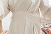 Light Beige 淺杏車褶修腰淑女連身裙, Dress/ DS9166