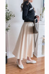 Silk Smooth 四色絲滑質料顯瘦傘形長裙, Skirt/ SK8673 （black/mint sold out)