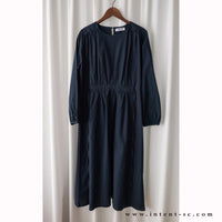 Navy 深藍腰間皺褶後修腰傘裙, Dress/ DS9165