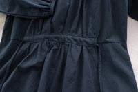 Navy 深藍腰間皺褶後修腰傘裙, Dress/ DS9165