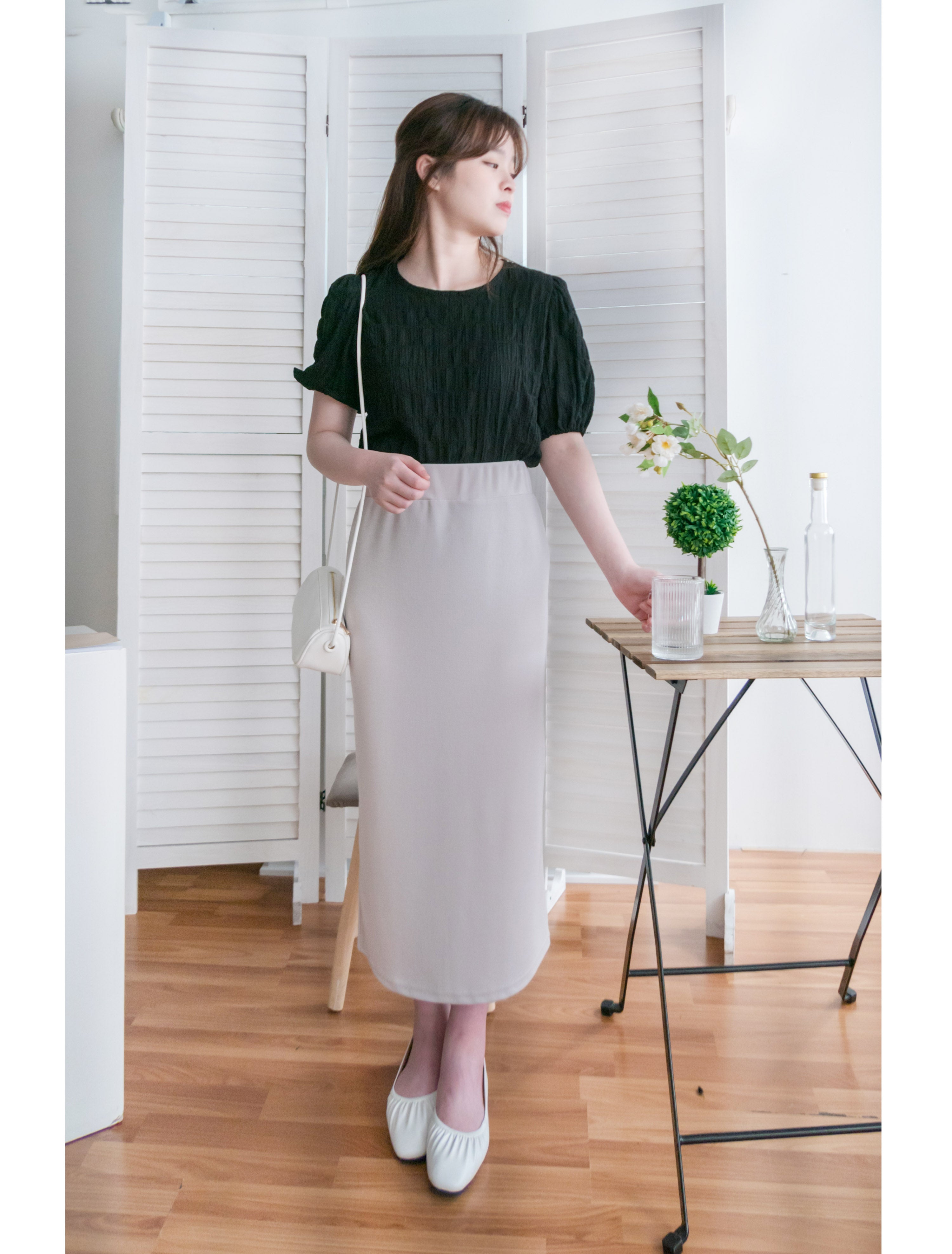 Lady Elastic 彈性直身簡約斯文後開叉半身裙, Skirt / SK8689 (black sold out)