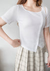 Asymmetric 寬方領斜排鈕扣彈性, Top/ TP8853