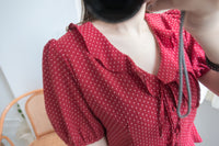 立體荷葉圓點波浪尾, Blouse/ L002